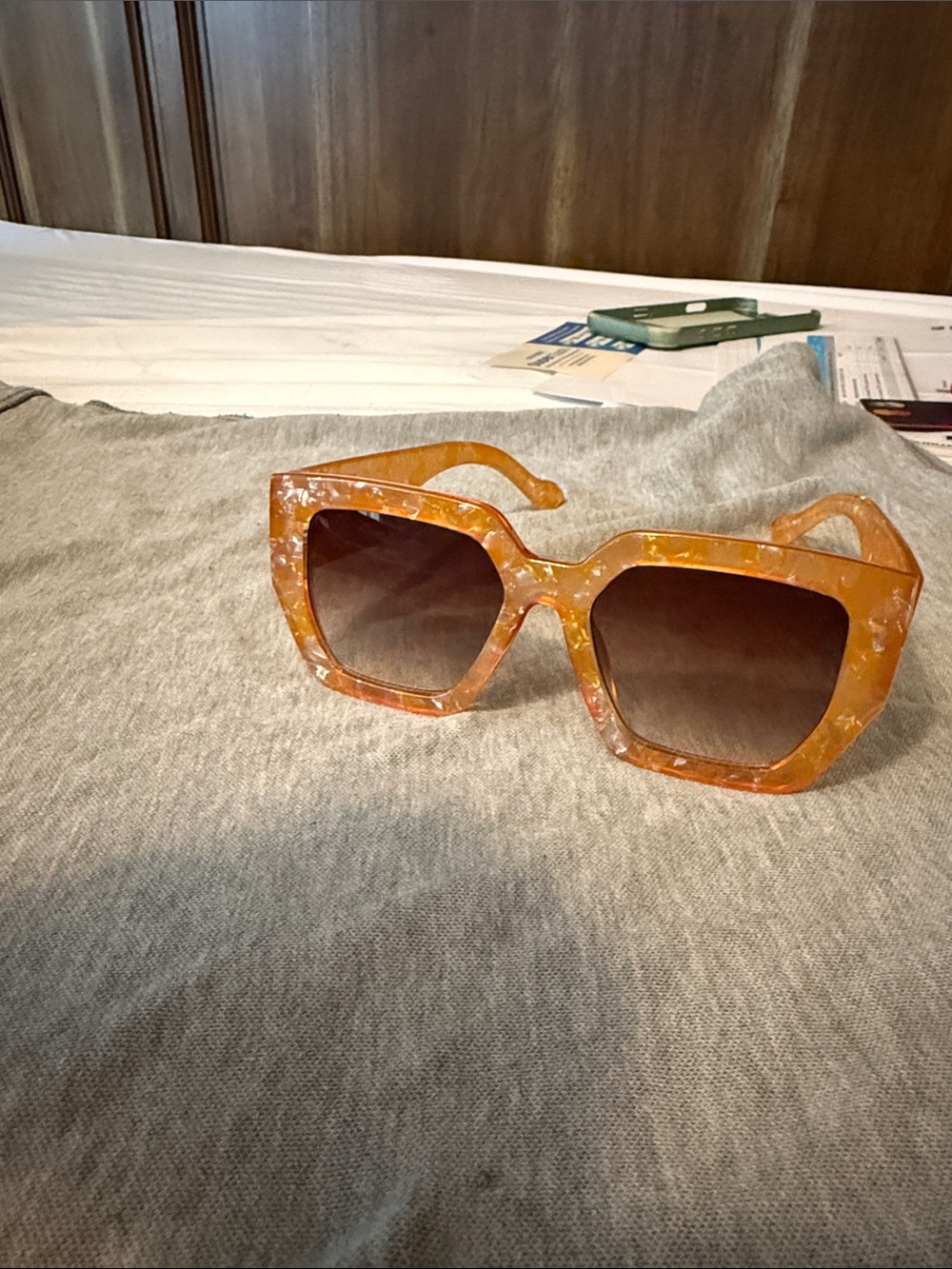 Free People Square Mosaic Frame Sunglasses - Amber Gold - Picture 5 of 5